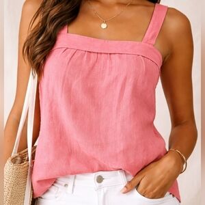 Joie Linen Blend Coral Pink Tank Top Small Strappy Summer Cami Lightweight